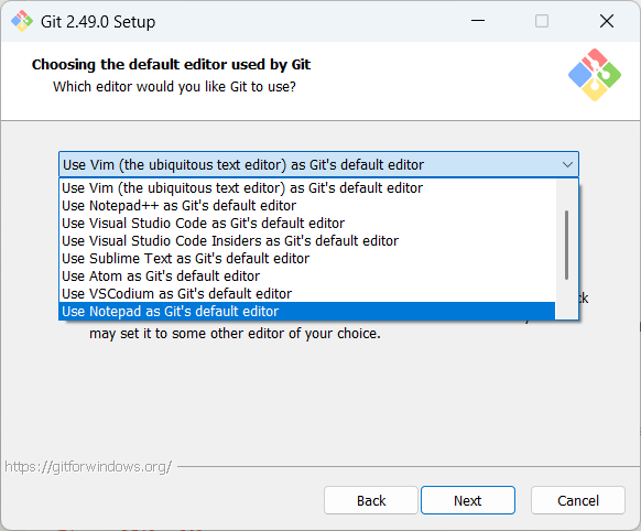 Git Default Editor